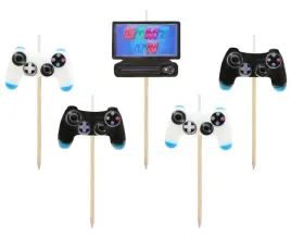 swieczki-na-tort-game-xbox-gry-urodziny-zestaw-swieczek-dla-gracza-5szt