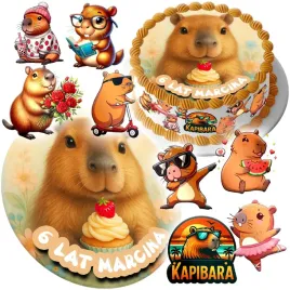 mega-zestaw-oplatek-na-tort-kapibara-capybara-8szt-postaci-tekst