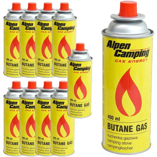 10 x Gaz Kartusz Nabój Alpen Camping 400 ml do kuchenki piecyków i palników