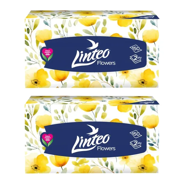 LINTEO Flowers Chusteczki Higieniczne 2-Warstwowe W Kartoniku 150 Szt x2