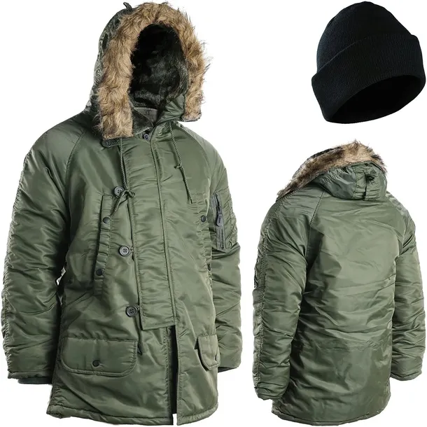Kurtka Wojskowa Zimowa Parka ALASKA z Kapturem N3B Mil-Tec Zielona XL