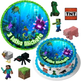 mega-zestaw-oplatek-na-tort-piksele-minecraft-8szt-postaci-tekst