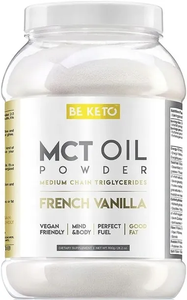 BeKeto Olej MCT w Proszku Francuska Wanilia Organiczny Błonnik 800g