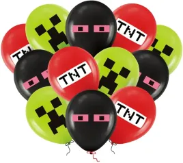 balony-urodzinowe-pixele-creeper-piksele-minecraft-urodziny-12szt