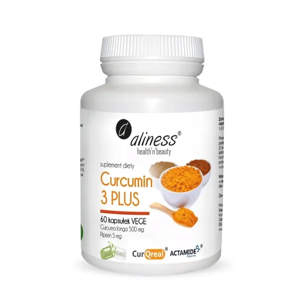 Aliness Curcumin 3 Plus Suplement Diety Kurkuma 500mg Piperyna 1mg 60 Kaps