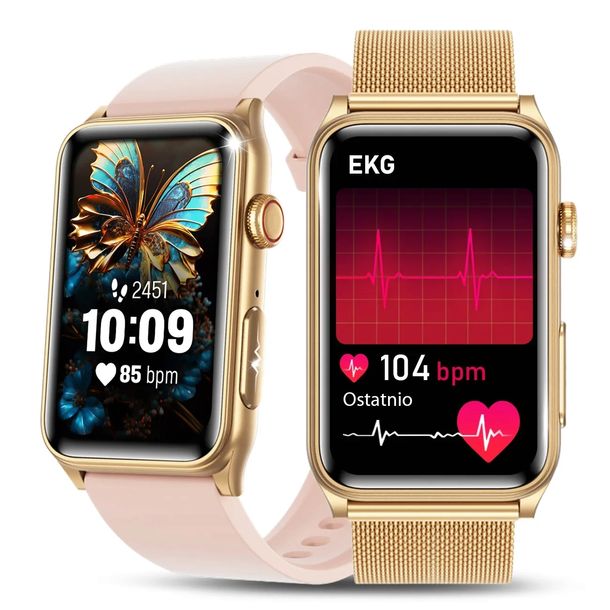 SMARTWATCH DAMSKI ZEGAREK EKG HRV TĘTNO CIŚNIENIE TEMPERTATURA BMI ZDROWIE