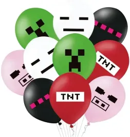 balony-urodzinowe-piksele-minecraft-tnt-creeper-prezent-10szt