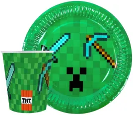 zestaw-kubki-talerzyki-minecraft-piksele-12szt
