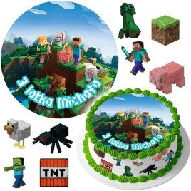 mega-zestaw-oplatek-na-tort-piksele-minecraft-8szt-postaci-tekst