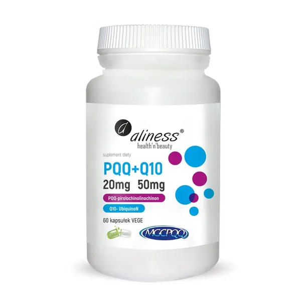 Aliness PQQ MGCPQQ 20mg + KOENZYM Q10 50 mg Serce Umysł 60 kaps.