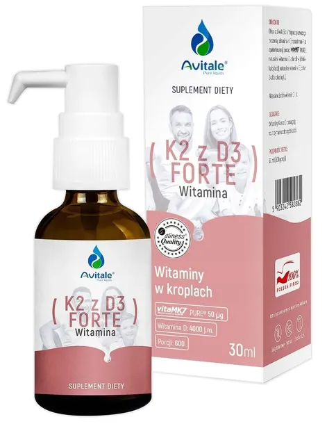 Avitale WITAMINA K2MK-7 + D3 FORTE krople Aliness Oliwa z oliwek K D E 30ml