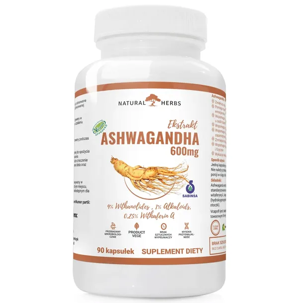 ASHWAGANDHA EKSTRAKT 600mg ŻEŃ-SZEŃ INDYJSKI 9% Alto Pharma 90 wege kaps.
