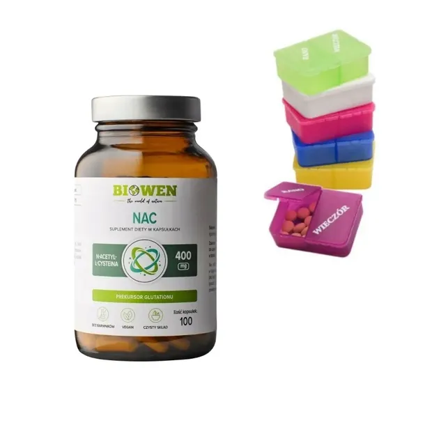 Biowen NAC 400mg N-acetylo-L-cysteina DETOKSYKACJA 100 kaps. + Gratis