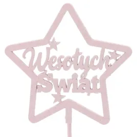 rozowa-gwiazdka-na-piku-napis-wesolych-swiat-topper-swiateczny-do-stroikow