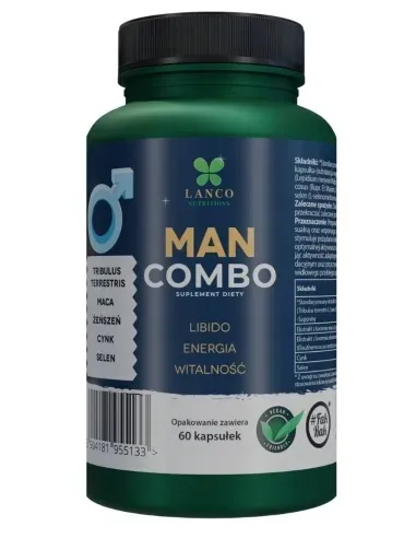 MAN COMBO Na POTENCJĘ LIBIDO TESTOSTERON AKTYWNOŚĆ Lanco 60 kaps.