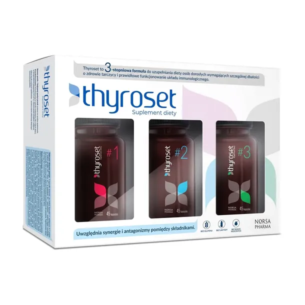 Norsa Pharma THYROSET wsparcie tarczycy włosy skóra paznokcie 3x45 kaps.