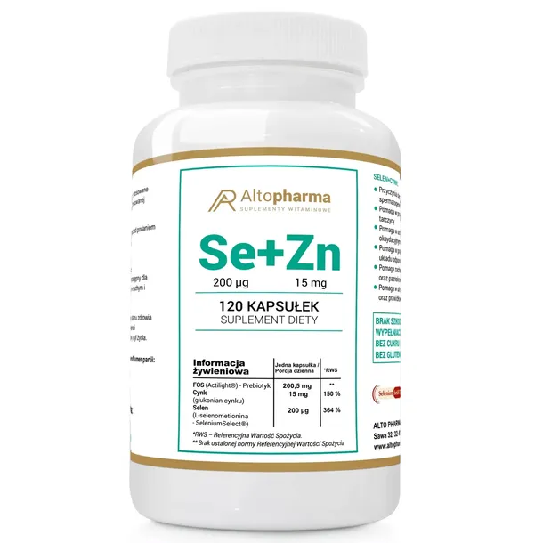 Se + Zn SELEN 200µg + CYNK 15mg + PREBIOTYK Alto Pharma 120 WEGE kaps.