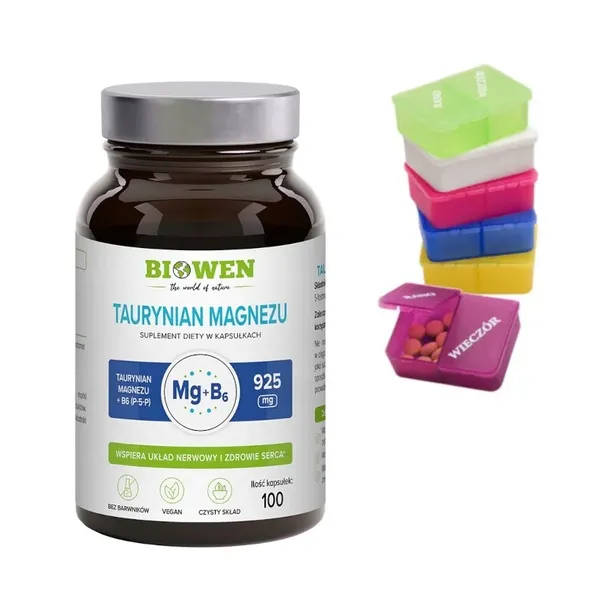 Biowen TAURYNIAN MAGNEZU wit. B6 Wspiera układ nerwowy 100 kaps. + Gratis