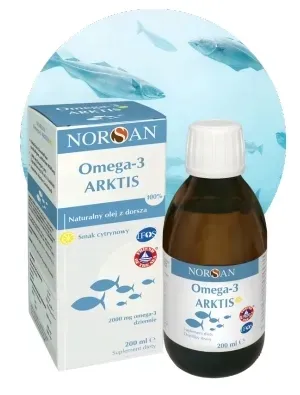 NORSAN OMEGA-3 ARKTIS TRAN OLEJ RYBI Z DORSZA ARKTYCZNEGO CYTRYNOWY 200 ml
