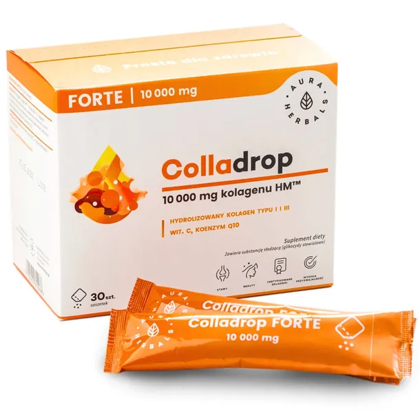 AURA HERBALS Colladrop Forte kolagen morski 10000 mg 30 szt