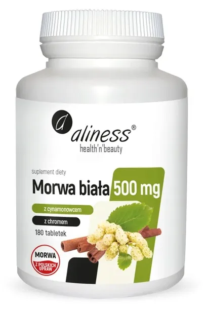 Aliness MORWA BIAŁA 500mg POZIOM CUKRU Cynamon Chrom 180 tabl.
