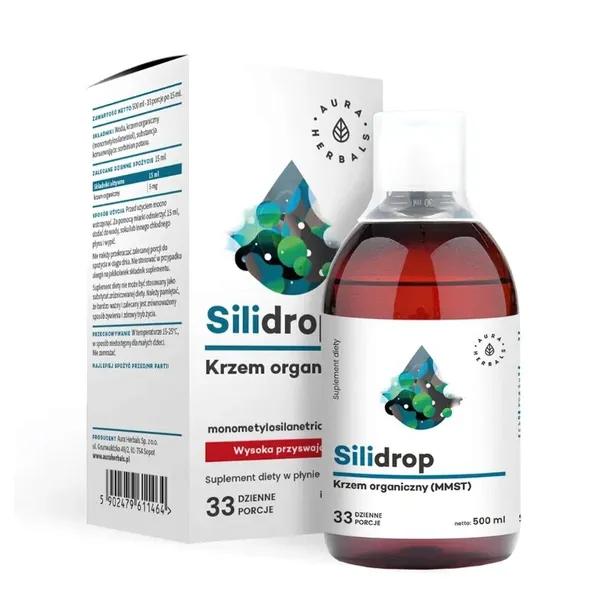 SILIDROP KRZEM ORGANICZNY MMST STAWY ODPORNOŚĆ SKÓRA Aura Herbals 500 ml.