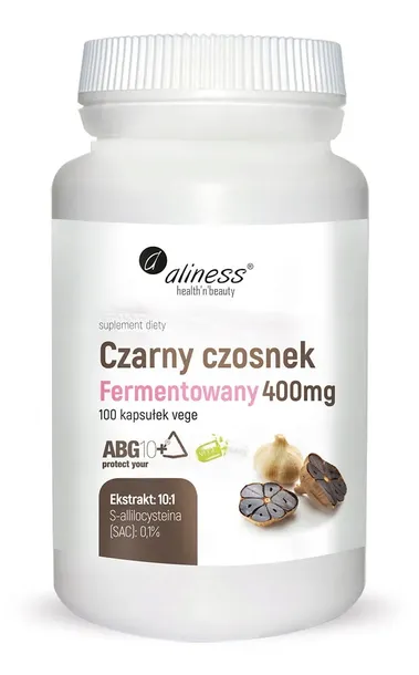 Aliness Czarny Czosnek Fermentowany ABG10 400mg Suplement Diety 100 Kaps
