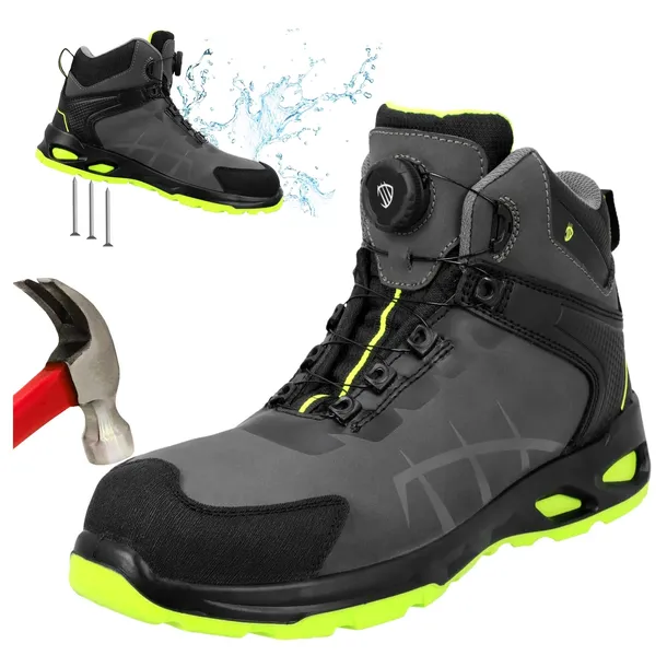 Buty robocze S3S męskie skórzane Wodoodporne z Noskiem Antyprzebiciowe BOA