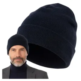 czapka-zimowa-meska-bawelna-bawelniana-miekka-beanie-granatowa-z-dzianiny