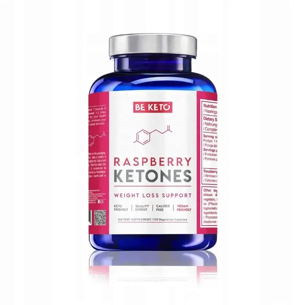 BEKETO Ketony Malinowe 1000mg SPALACZ Odchudzanie Redukcję Tkanki 120 kaps.