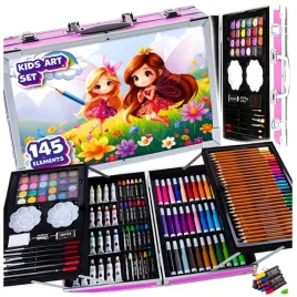 zestaw-artystyczny-dla-dziecka-145-el-kredki-pisaki-farby-walizka-prezent