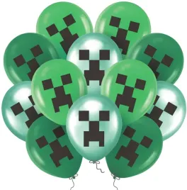 balony-zestaw-gamingowe-minecraft-creeper-piksele-urodziny-12szt