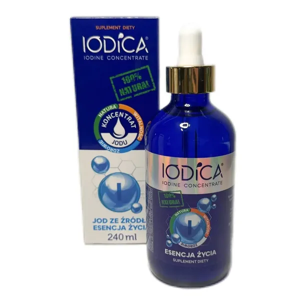 IODICA JOD + pipeta Naturalny koncentrat jodu Suplement diety Krople 240 ml