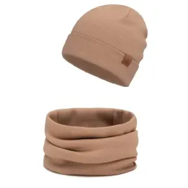 czapka-damska-bawelniana-komin-komplet-karmelowy