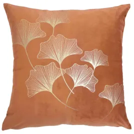 poszewka-na-poduszke-ozdobna-glamour-welur-pomarancz-zlote-liscie-45x45cm