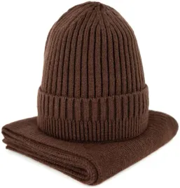 komplet-czapka-i-szalik-morning-fog-klasyczny-damski-meski-brazowy