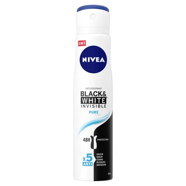 NIVEA Antyperspirant damski w sprayu BLACK & WHITE INVISIBLE PURE, 250 ml