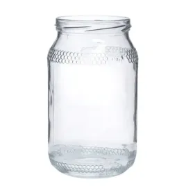 sloik-900ml-ozdobny-z-tloczeniem-plastra-miodu-0-9l-na-1200g-miodu