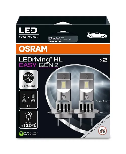 OSRAM LEDriving HL EASY GEN2 H7/H18 6500K 2000lm LED Plug & Play