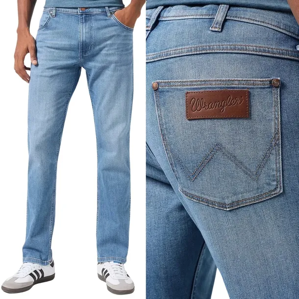 Spodnie jeansowe męskie Wrangler Greensboro Reflections ciepłe W42 L34