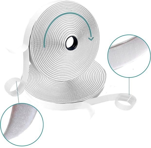 Zestaw Taśma Rzep Biała 2 cm-10 mb Samoprzylepna Rzepy Rolka Mocna z Klejem