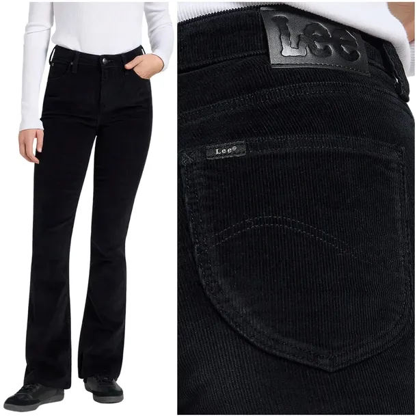 Lee Breese Boot bootcut Black rozszerzane damskie spodnie sztruksy W29 L31