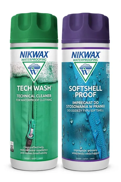 Zestaw do pielęgnacji odzieży Nikwax Tech Wash i SoftShell Proof 2 x 300 ml