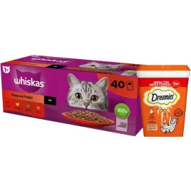 zestaw-whiskas-klasyczne-posilki-mix-smakow-w-sosie-40x-85g-dreamies-350g