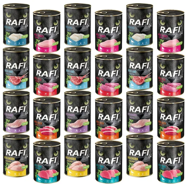 Karma mokra dla kota RAFI CAT Dolina Noteci mix 2 smaków 24x400g