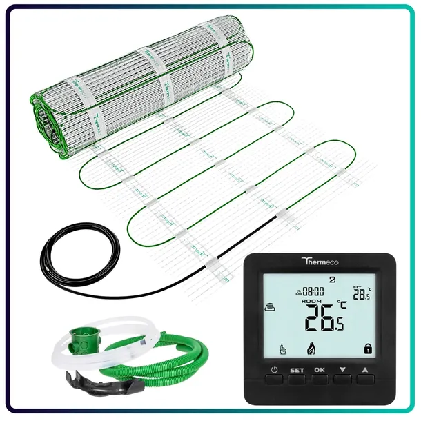 mata-grzewcza-grzejna-pod-plytki-120w-m2-zestaw-termostat-thermeco-h8-15m2-rodzaj-elektryczne