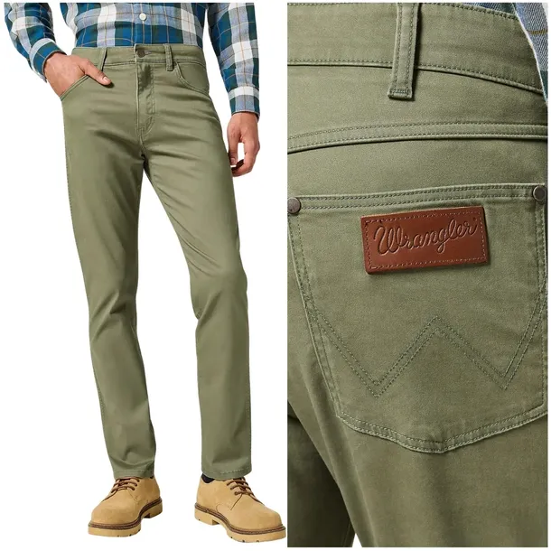 Spodnie materiałowe męskie Wrangler Larston slim Olive dopasowane W32 L32