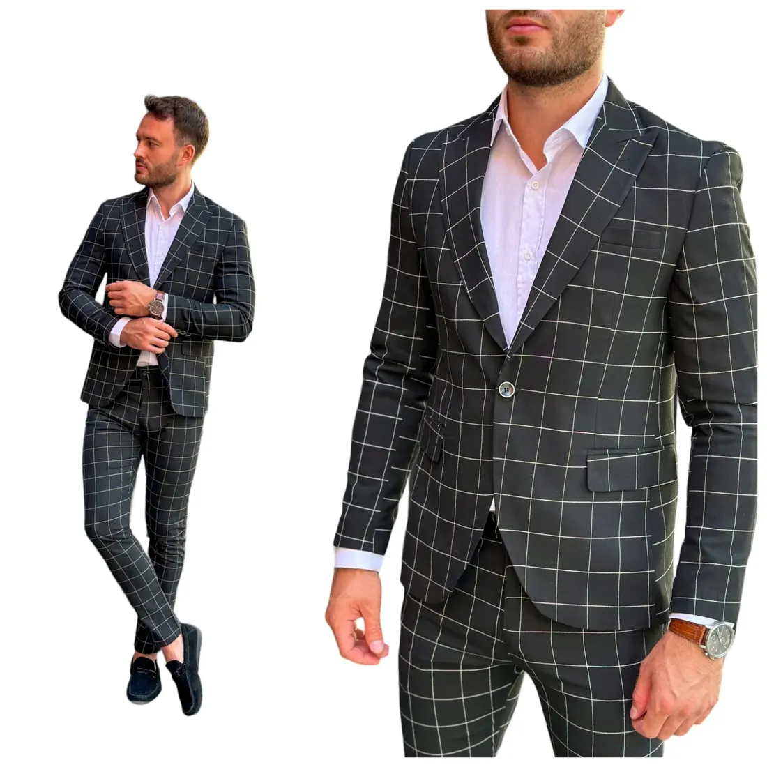 garnitur-czarny-biala-krata-2-czesciowy-wizytowy-sportowy-52-33-m-l-stan-nowy