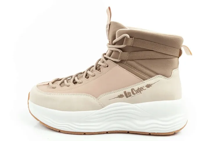 BUTY ZIMOWE LEE COOPER DAMSKIE SNEAKERSY ZA KOSTKĘ BEŻOWE