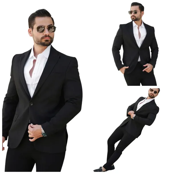 Marynarka Czarna Slim Fit Wizytowa Elegancka Sportowa 07/31 roz. 62 2XL